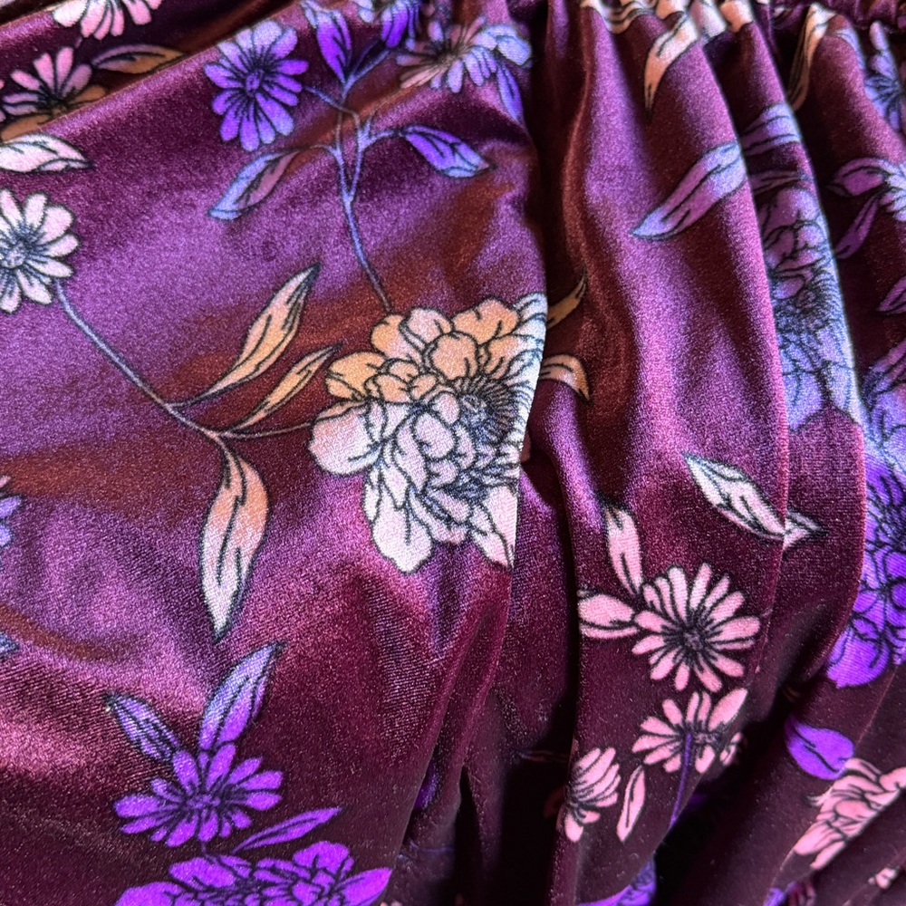 London Times Velvet Feel Moody Floral Bishop Sleeve Midi Dress Plus Size 3X - Picture 8 of 9